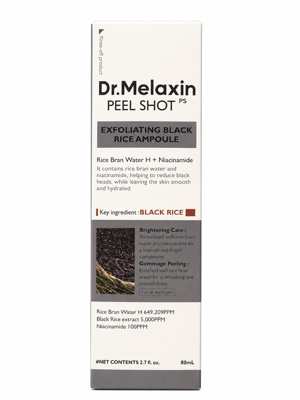 Dr. Melaxin Peel Shot Exfoliating Black Rice Ampoule - NIB